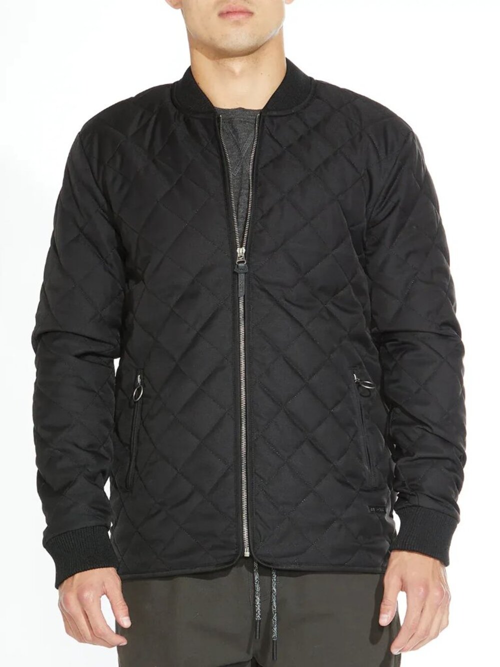 Civil Society Black Quilted Zip Up Bomber Jacket